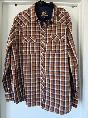 White Diamonds Boots Western Brown Plaid Pearl Snap Shirt Men's 4XL 3XL Cotton